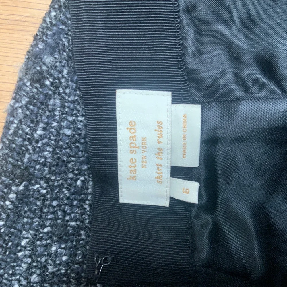 Kate Spade Tweed Pencil Skirt With Grosgrain Waist and Ruffle Trim